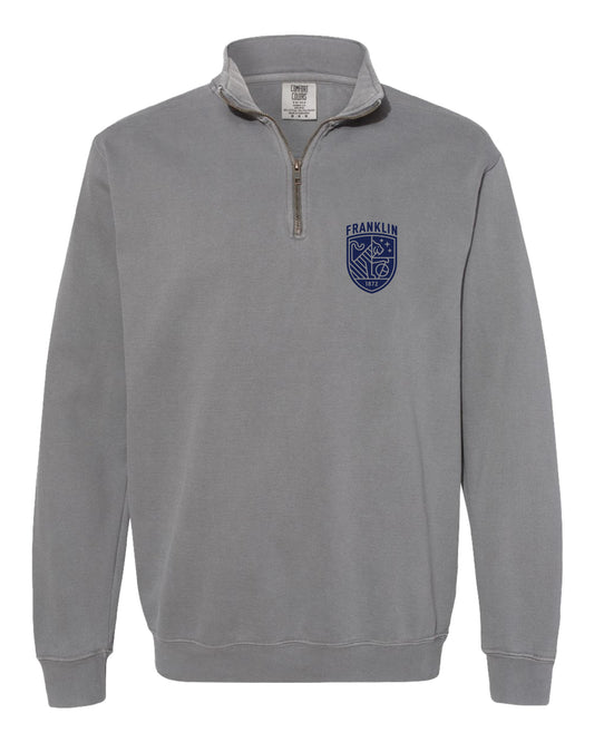 FRANKLIN UNISEX GARMENT DYED 1/4 ZIP COLOR: GRAY